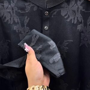 Alternative view of jackuard laxury black panjabi#B676