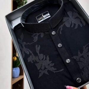 jackuard laxury black panjabi#B676