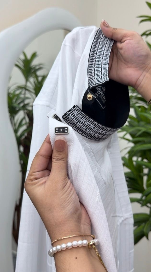 white pakistani cotton fabric embroidery- #w8890 - Image 5