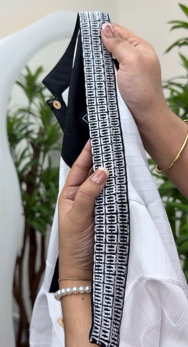 white pakistani cotton fabric embroidery- #w8890 - Image 4