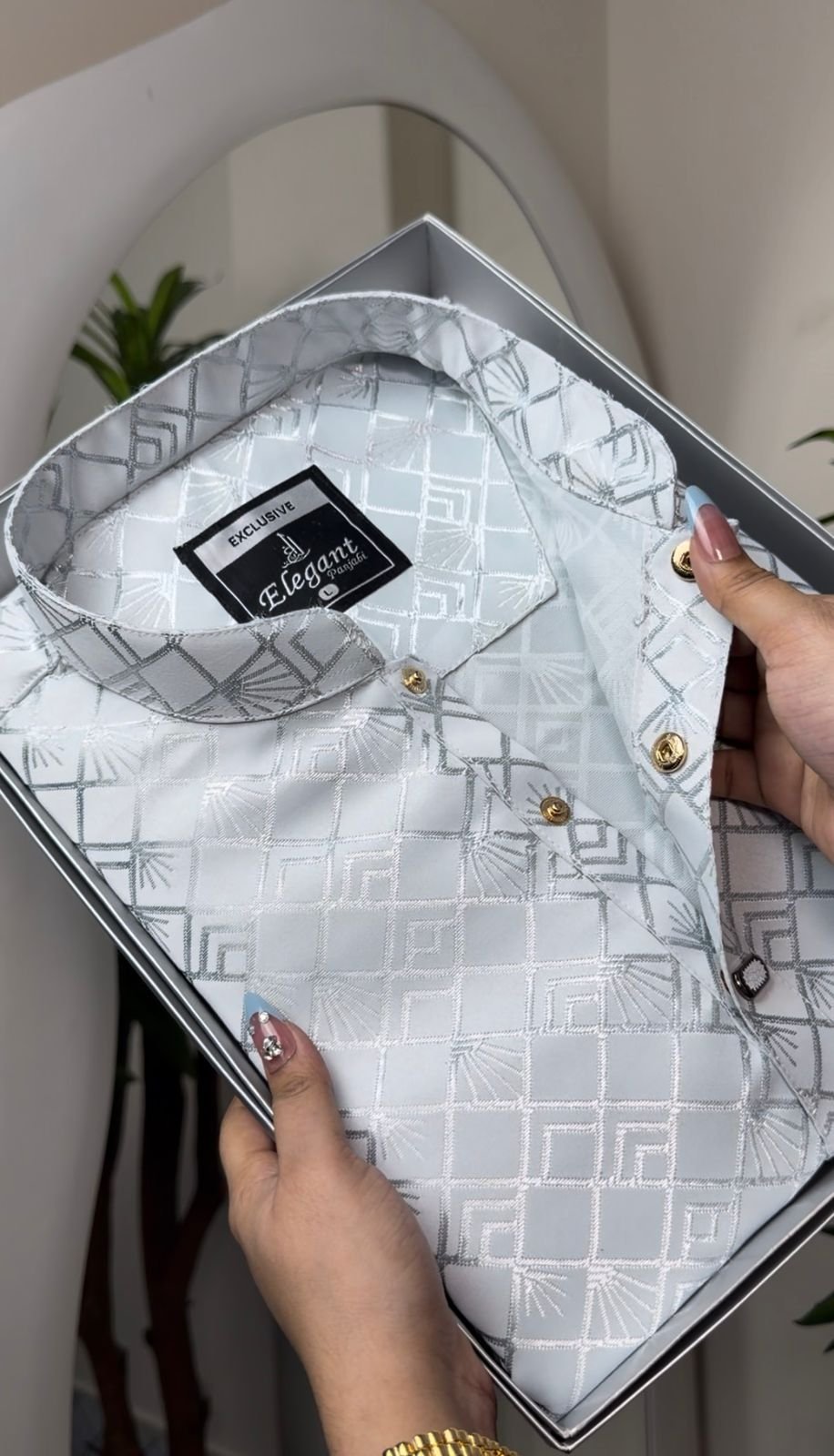 Ash colour Kashmeeri luxary katan wedding special #BP863 - Image 5