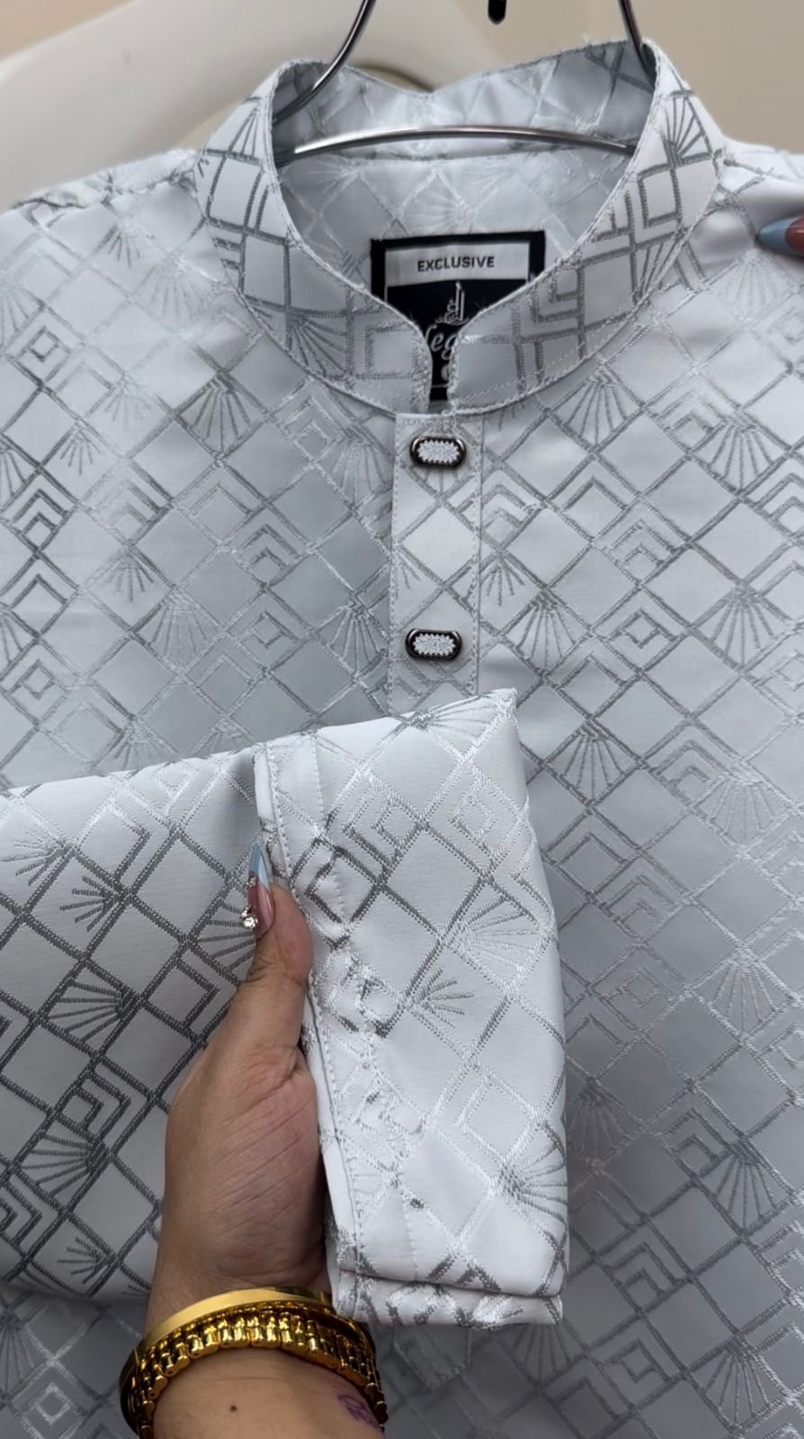 Ash colour Kashmeeri luxary katan wedding special #BP863 - Image 3