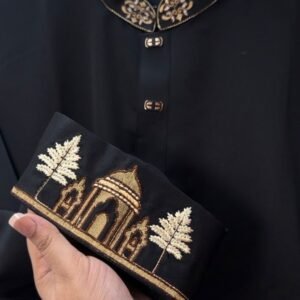 Alternative view of Pakistni fancy cotton fabric  black(minar) BP904