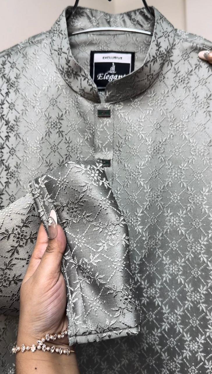 kashmeeri katan fabric Luxary (Dark Gray)#BP932 - Image 2